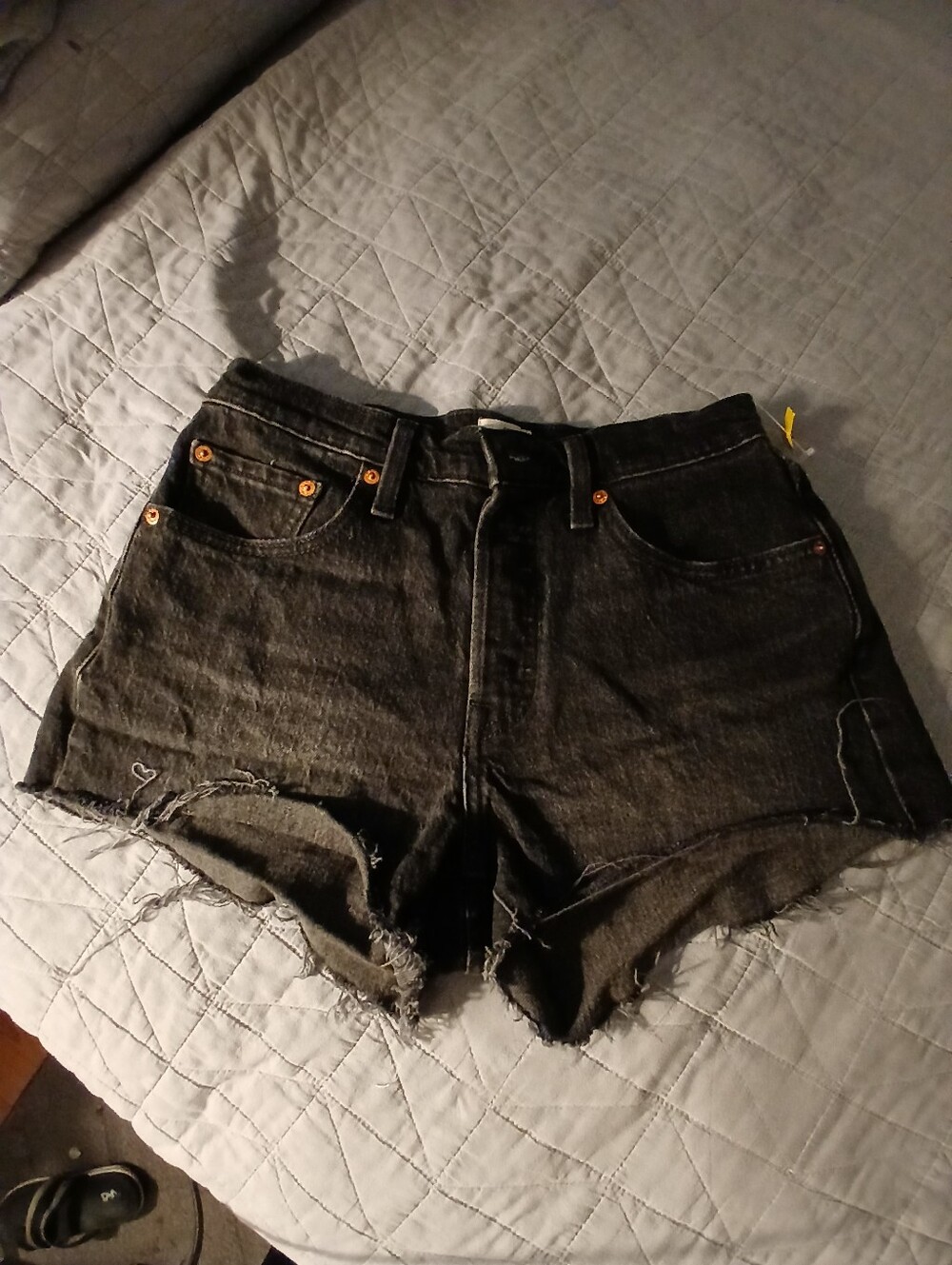 Levi Stauss 501 ,Black High-Rise Distressed Women’s Denim Shorts